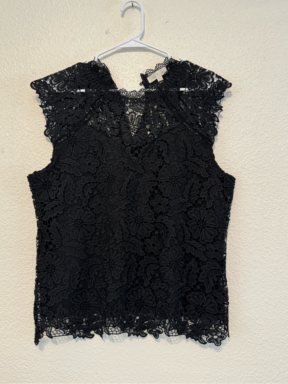 ADIVA Women's Black Lace High Neck Sleeveless Floral Blouse Size L